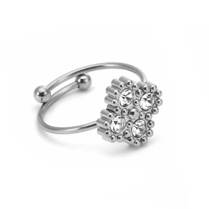 4PCS 9MM Four Leaf Clover Diamond Plated Titanium Steel 18k Gold Plated Bracelet Necklace Ring Earnail Set Does Not Fade