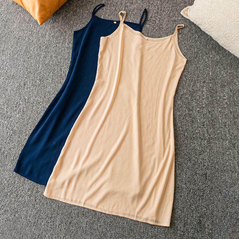 

Летняя Внешнеторговая Корейская Новая Простая и Универсальная Легкая Дышащая Прохладная Однотонная Платье-слинг без рукавов White S