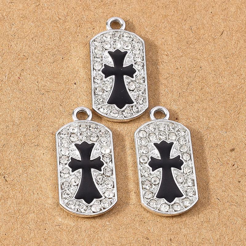 10pcs 24*11mm Crystal Rhinestone Cross Charms Pendants for Necklace Earrings DIY Handmade Jewelry Making Accessories