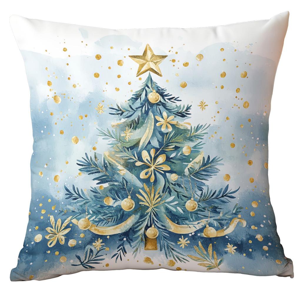 Neuer Weihnachts-Kissenbezug Zuhause Weihnachtsdekoration Kissen Blau Weihnachtskugeln Kiefer Schnee Szene