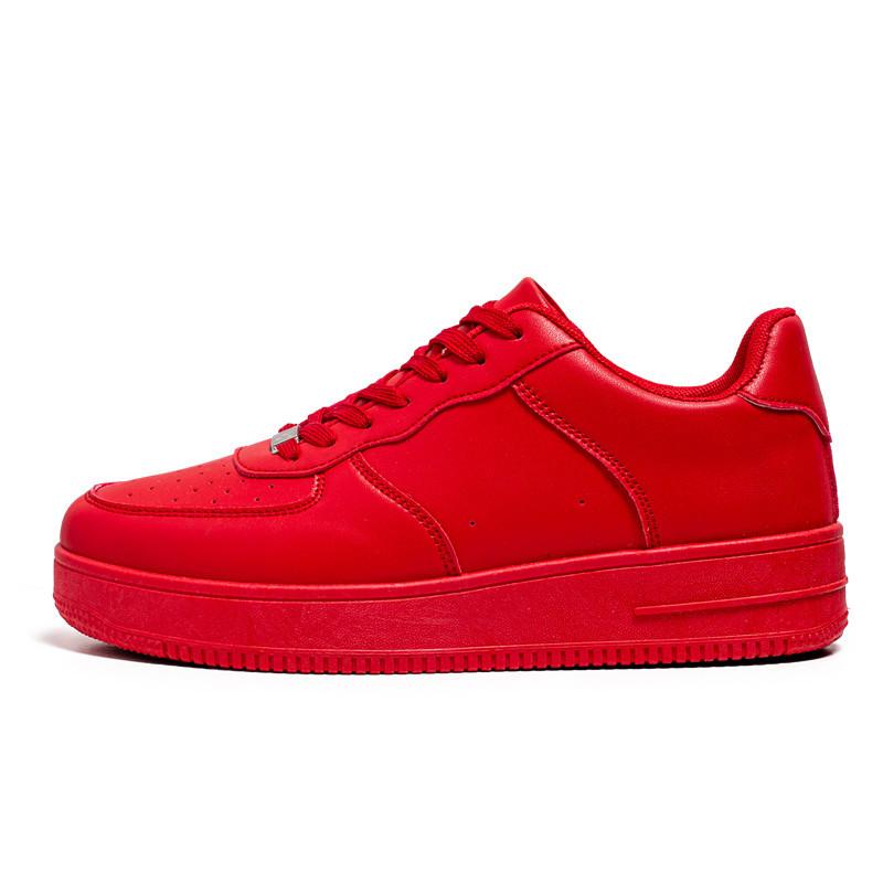 Low-top simple fashion little white shoes student solid color lace-up board shoes four seasons leather surface sports and leisure men's shoes K050-1