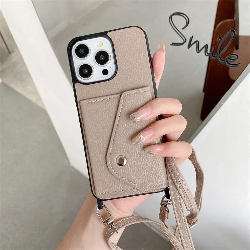 Crossbody Wallet with Card Holder Phone Case for IPhone 13 12 Mini 17 Air 16 15 Plus 14 11 Pro Max Pu Leather Protective Cover