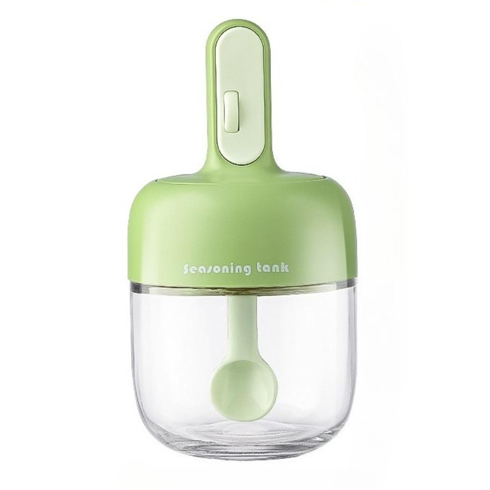 

Transparent Glass Seasoning Tank Stretchable Opening Lid-Scoop Integrated Essential For Nordic Home Decor Family Cooking