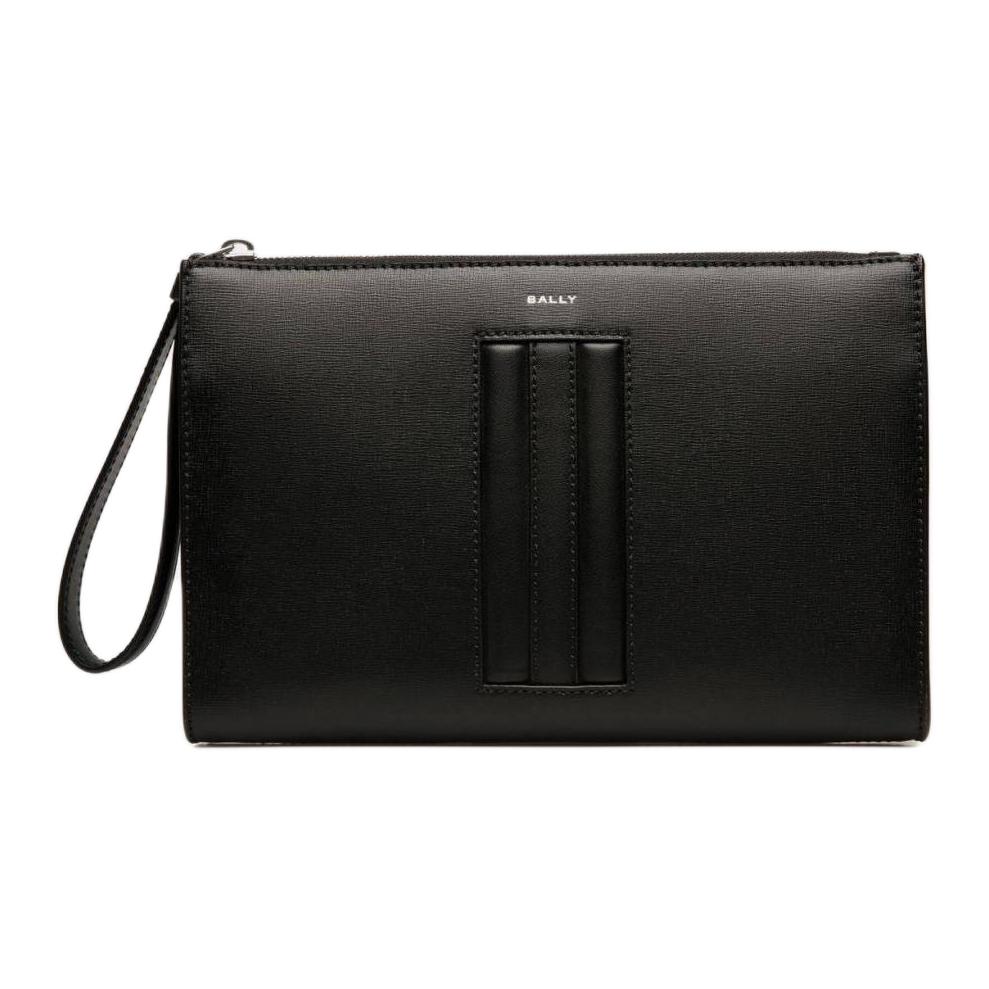 

Bally Mythos Palladium Metal Zipper Closure Recycled Leather And Recycled Cowhide Clutch Men Clutch Black 6308766 Basic Set (Bag+Dust Bag)