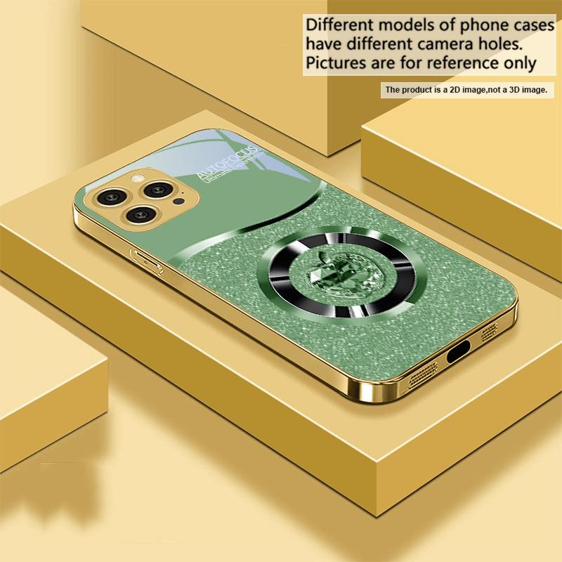 

Crystal Purple Apple For IPhone 16 16Pro Max 15 P ro 14 13 Plus 12 Mini 11Pro Max XS Max XR Golden tempered glass phone case iPhone 15 Pro Max