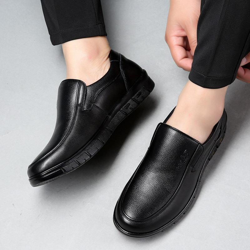 Men's shoes spring and autumn new leather shoes men's leather medium men's business and leisure middle-aged dad leather shoes