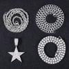 HipHop Punk Style Shiny FivePointed Star Pendant DIY with Cuban Chain Tennis Rope Chain Unisex Gift Jewelry Accessory Men Women