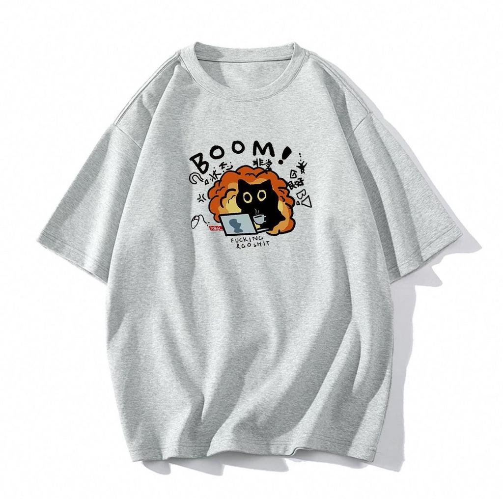 harajuku Round Neck oversize Casual Y2K Tops young girl t shirts summer pure cotton Women funny cartoon Print T-Shirt purple streetwear