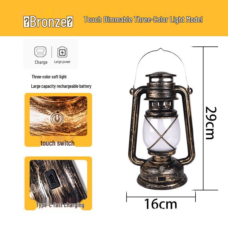 Cross-Border Retro Lantern: Charging Bar Table, Decorative Atmosphere, Outdoor Camping Desk Lamp
