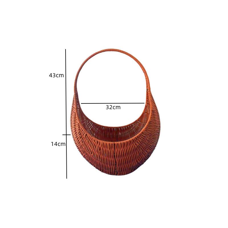 Pastoral-Style Handwoven Rattan Flower Basket - Small Decorative Green Plant Basket