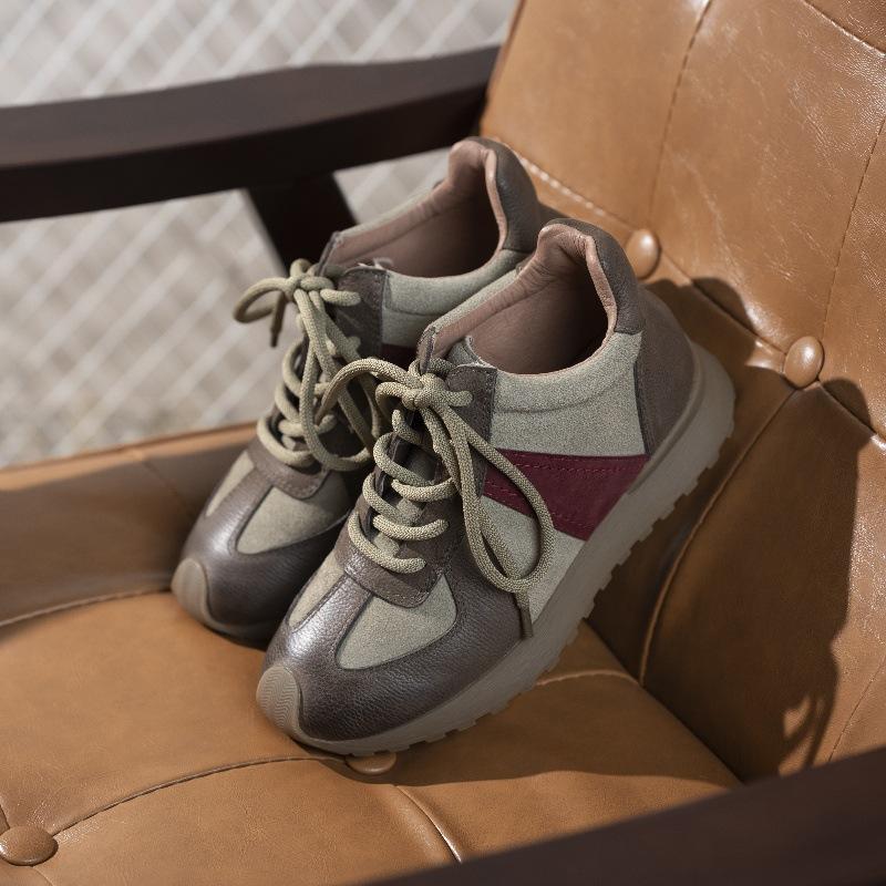 Skórzane niemieckie buty treningowe damskie aksamitne, termiczne, codzienne buty z wysokiej cholewki, pierwsza warstwa skóry bydlęcej, nowe buty sportowe damskie