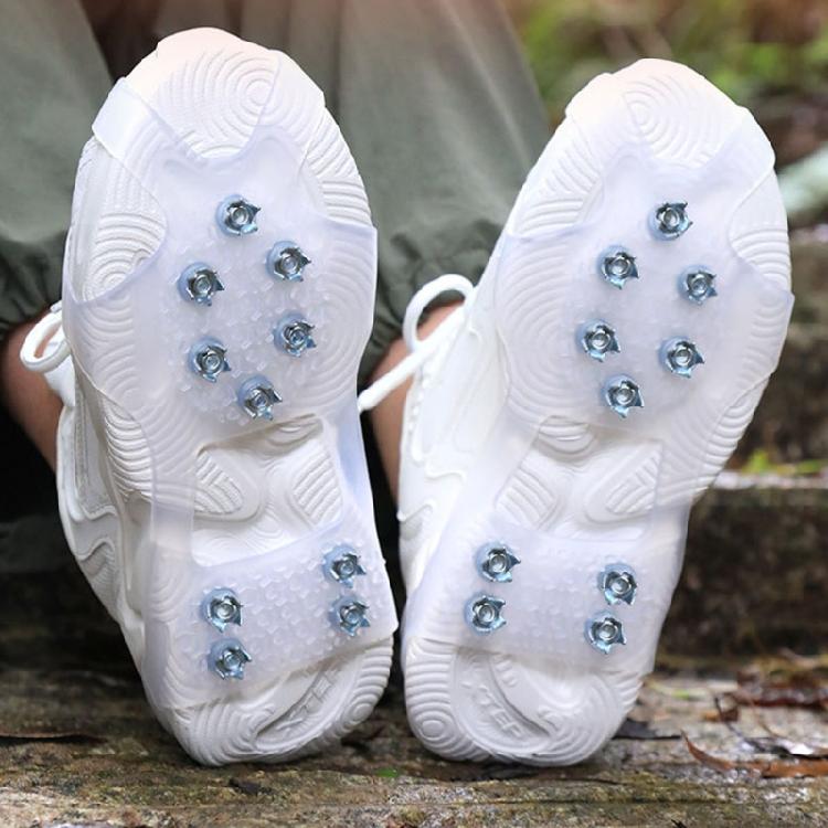 Ice Cleats With 10 Steel Spikes Elastic Silicone Traction Aids For Winter Boots Hiking Shoes Covers Ice Grippers Unisex
