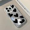 Black Heart Phone Case For iPhone 17 16 15 14 13 12 11 Pro Max 16e 17e XR X XS Max 7 8 Plus Make Up Mirror Shockproof Soft Cover