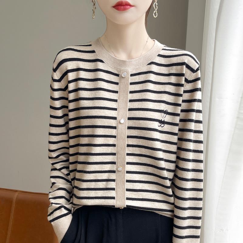 Autumn Women's Fashion Bottoming Striped Knitwear
