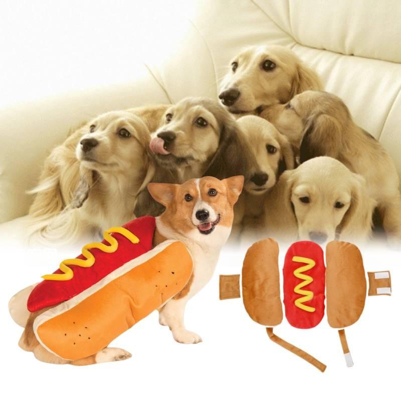 Entzückende Baumwoll-Hotdog-Haustierkleidung für kleine Hunde und Katzen. Perfekt für festliche Feiern.