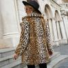 5 langer Leopardendruck Anzugkragen Kunstpelzmantel Damen Freizeitmantel Herbst und Winter Neu