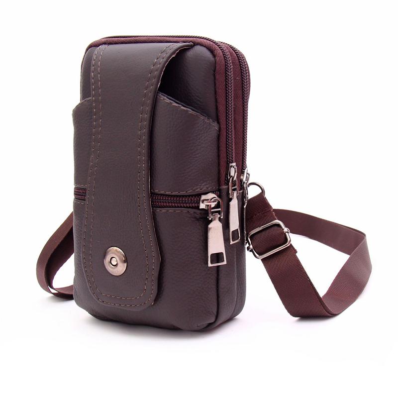Retro PU Leather Men Waist Bag Multifunctional Outdoor Casual Belt Bag Mobile Phone Pouch Fanny Pack For Men
