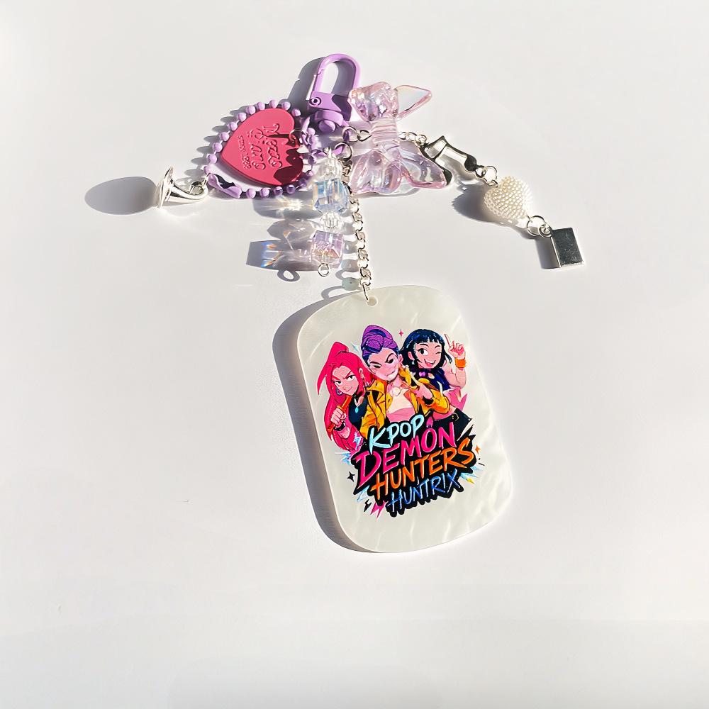 Pink Heart Bow KPOP Demon Hunter Girl Group Keychain Charm
