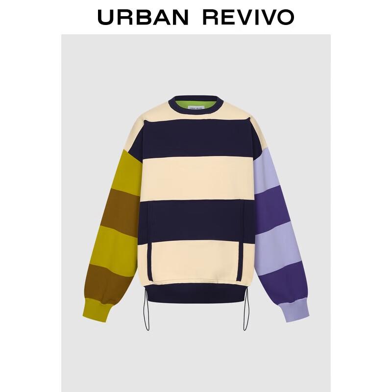 

UR2025 Women s Casual Striped Drawstring Round Neck Knit Sweater XS