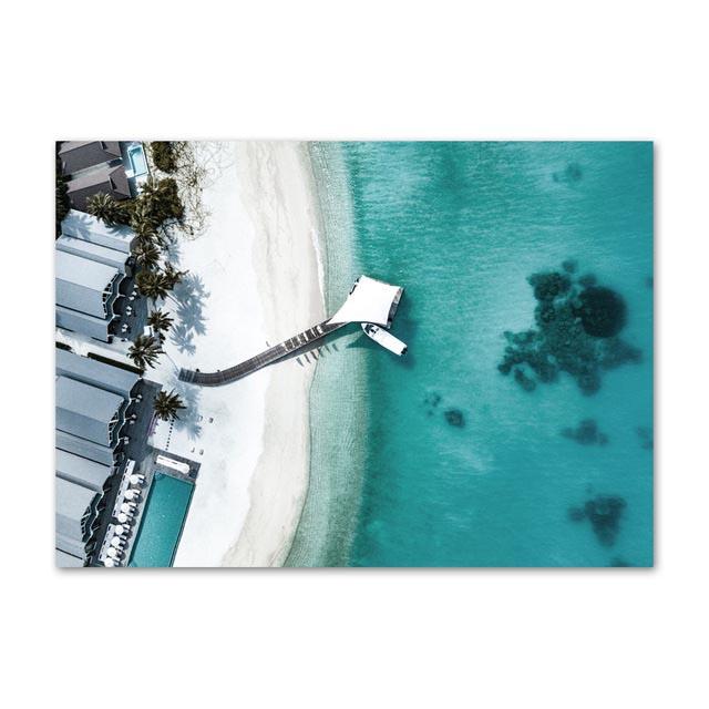 Coastline Blue Ocean Wall Poster Print Sea Reef Nordic Canvas Painting Landscape Modern Home Picture Decoration Living Room Art