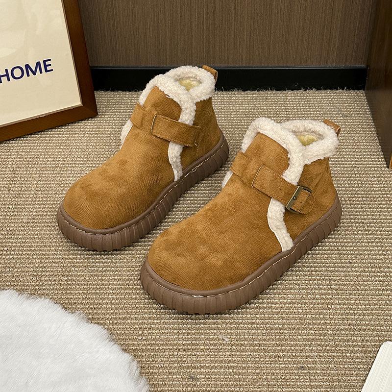 Damen Mid-Calf Dicke Sohle Winter Leichtgewichtige Warme Gefütterte Schneestiefel Rutschfest Abriebfest Lässige Sneaker Baumwollstiefel