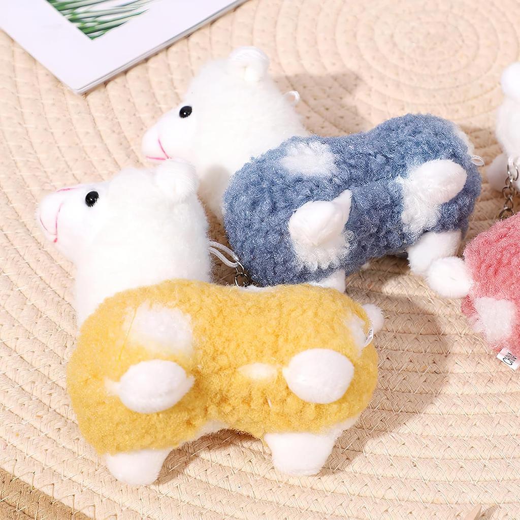 1-4PCS Cute Alpaca Plush Keychain Soft Stuffed Cartoon Cute Plush Keychain Bag Backpack Pendant Animal Plush Toy for Kids Adults