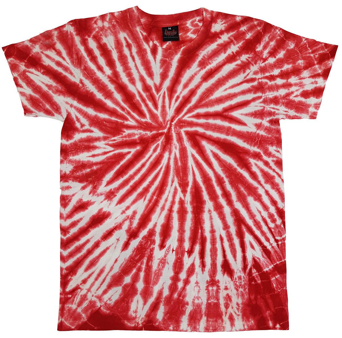 Tie Dye T Shirt Mens Womens Tees Top Tye Die Festival Hipster Indie Retro Unisex Top Spider Red 9 S