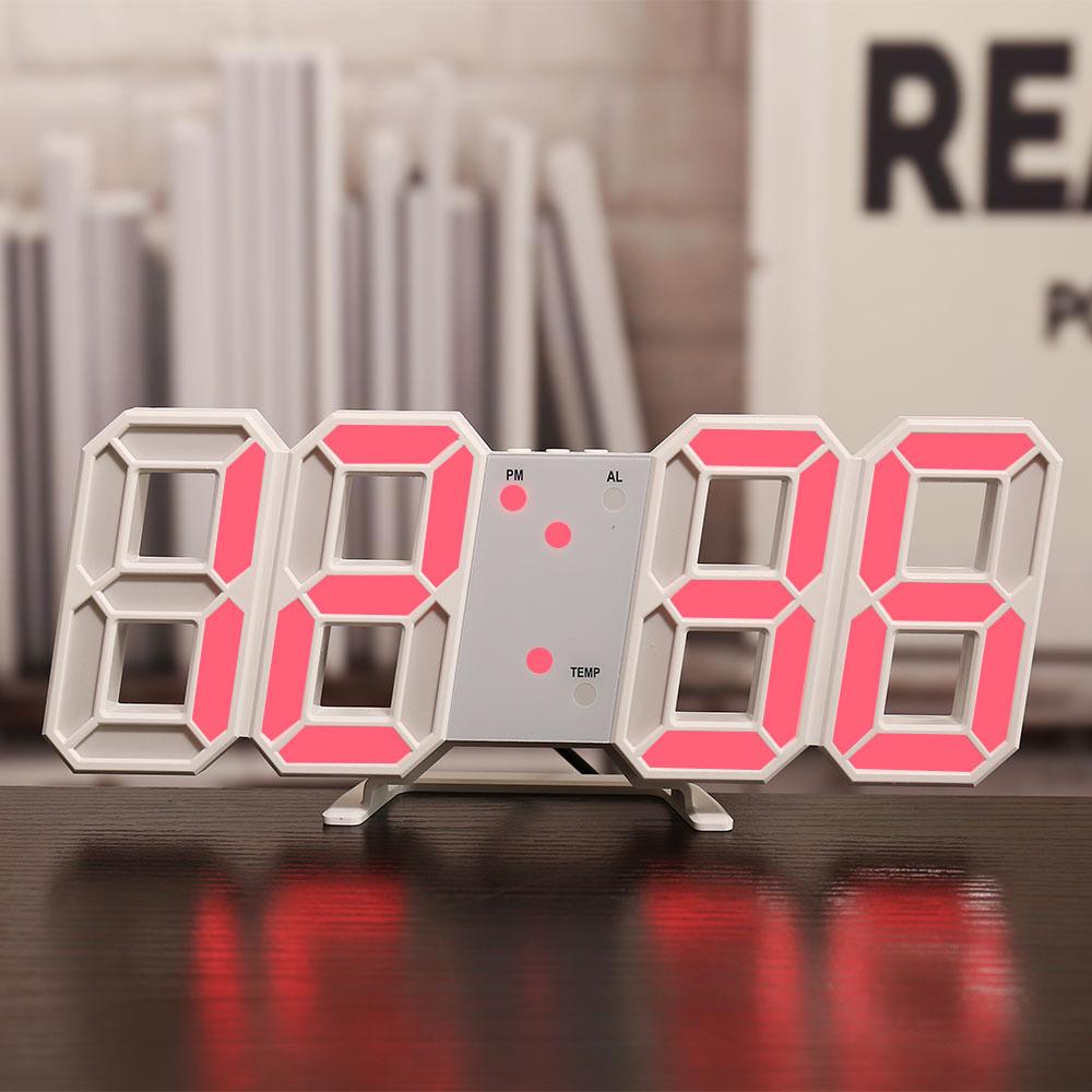 3D LED Digital Clock with Alarm, Calendar, and Thermometer for Living Room Wall