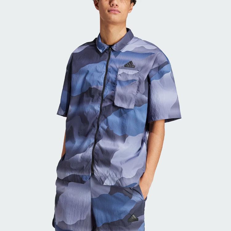 Adidas City Escape Zip Shirt With Gradient Pattern And Color Block Men Tops Ink-Blue IR5184