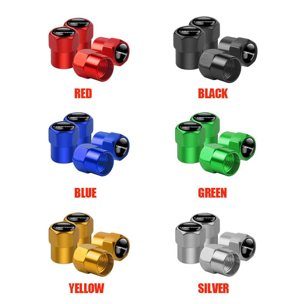4Pcs 3D Metal Wheel Tire Valve Stem Cap Accessories For Jeep Wrangler Renegade Compass Gladiator Cherokee JL Grand Patriot Patr AMU1