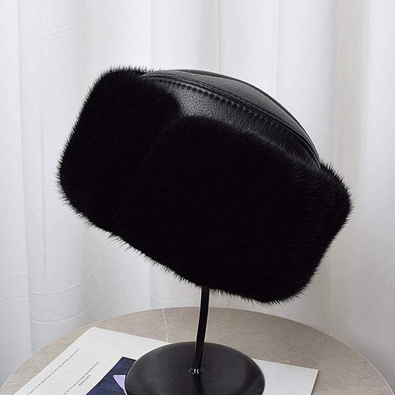 Mink hat men's whole mink middle-aged winter mink fur old man hat gentleman's warm mink hair ear protection sheepskin hat