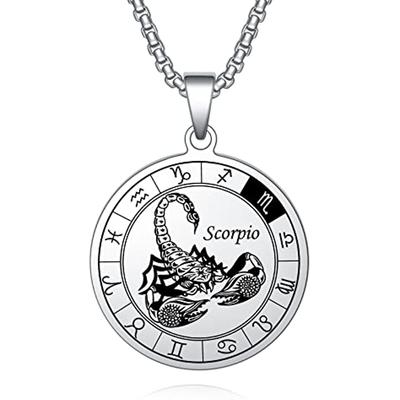 Zodiac Necklace 12 Constellations Scorpio Pendant Necklace Stainless Steel Waterproof Astrology Horoscope Jewelry Birthday Gift