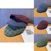 Retro Plaid Beret Hat With Sunshade For Womens Casual Streetwear