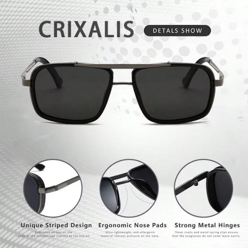 Non-Polarized Metal Steampunk Sunglasses for Men Fashion Square Rock Hip Hop Glasses Men Punk Double Beam Frame Eyewear