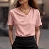 Damen Oberteile Slim Fit Kurzarm Überkreuz V-Ausschnitt Pullover Oberteile Einfarbige Weicher Stoff Sommer Shirt Täglich