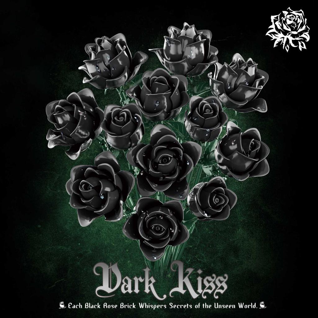 Black Rose Building Blocks Plant Bouquet Simulated Roses Flowers Gothic Home Decoration Kids DIY Toys Adult Romantic Gifts