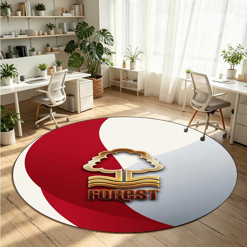 Nottingham Forest Football Printed Round Crystal Velvet Rug Soft Non Slip Floor Carpet For Bedroom Holiday Gift