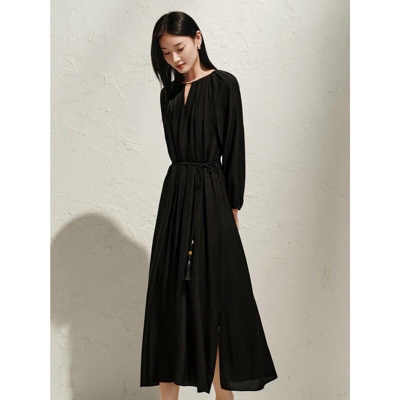 Women's JIUZI ANNACO Round Neck Tencel Loose Robe Dress