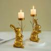 Farmhouses Bunnies Rabbit Figure Candle Holder Easters Candlestick for Spring Home Decoration and Table Centerpieces