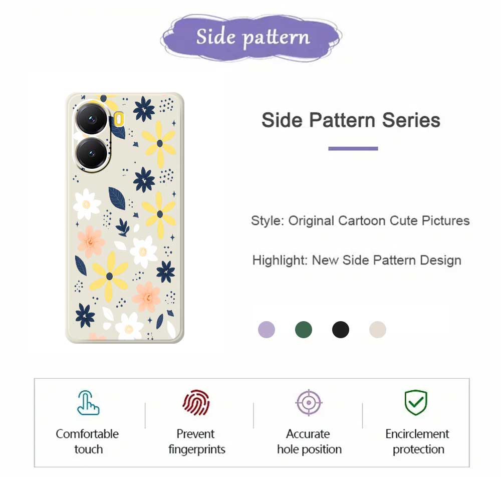 For Xiaomi Redmi Turbo 4 5G/Poco X7 Pro 5G Case Colorful Floral Blue Leaves Pattern Printing Straight Edge TPU Phone Back Cover