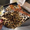 Luxury Satin Leopard Print Hair Scarf Women Kerchief Neck Tie Hand Wrist Foulard Shawl Wraps Head Hijab Bandana Echarpe