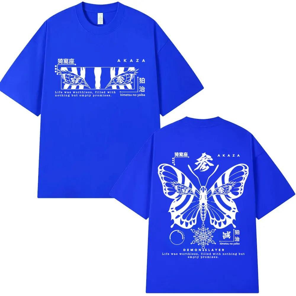 Anime Demon Slayer Akaza Schmetterlingsaugen Grafik T-Shirt Herren Damen Kleidung Mode Übergroßes T-Shirt Männlich Lässig Baumwoll-T-Shirts