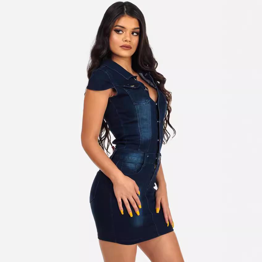 Europe and America Sexy Slimming Denim Bodycon Nightclub Dress