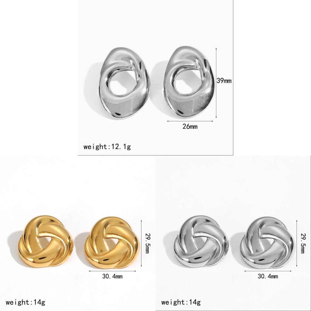 Geometric Stainless Steel Earrings For Women With Gold Plating Fashion Jewelry