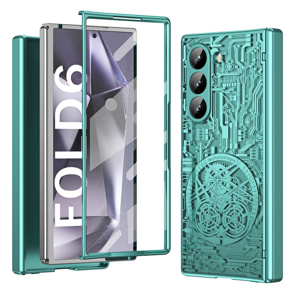 Mechanical Legend Series For Samsung Galaxy Z Fold6 5G Case Electroplated PC Phone Cover with Screen Film
