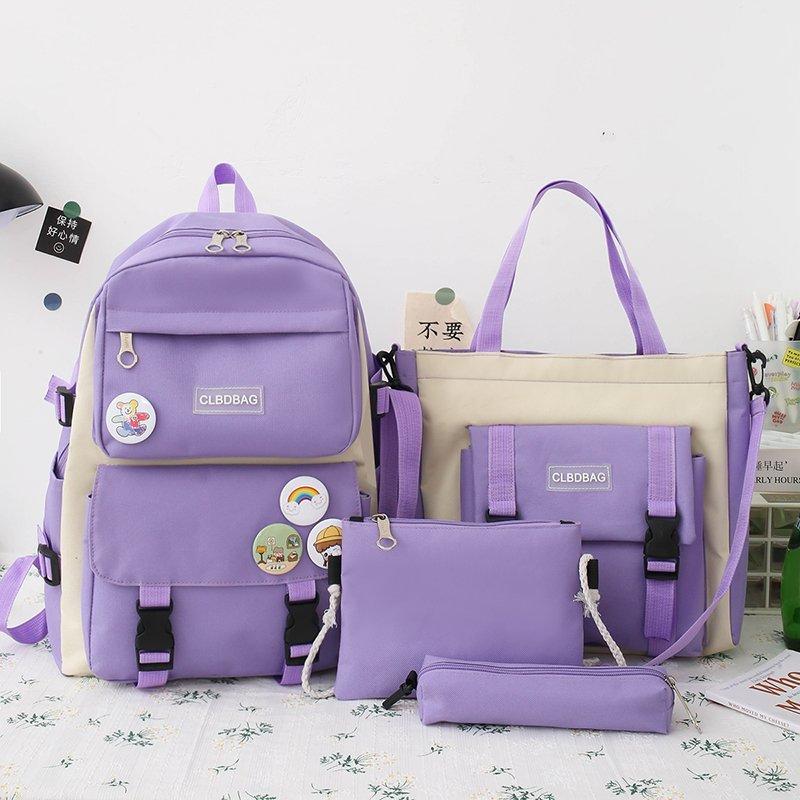 Schoolbag Female College Student Campus Canvas Bag Grades 3 to 5 and 6 Large Capacity Middle School Student Junior High School Student Backpack Female