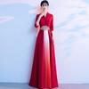Women's Long Red Choir Performance Dress for Stage, Hosting, and Poetry Recitation Competitions - New Style Atmospheric Costume