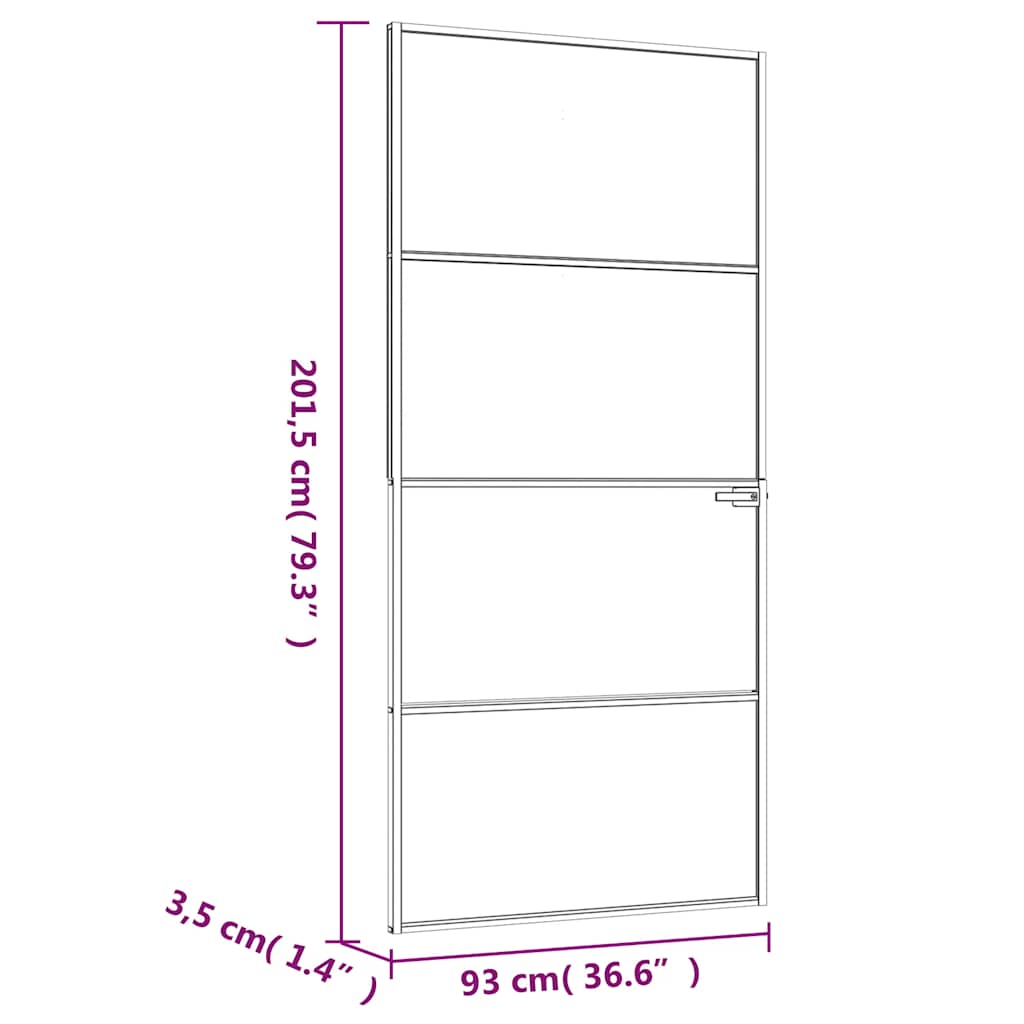 Vidaxl Interior Door, Black, 93X201.5 Cm, Glass and Aluminum
