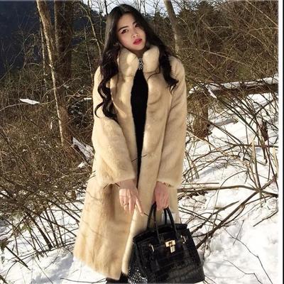 Mink Fleece Jacket Winter  Temperament Stand-up Collar Thickened Warmth In The Long Section of Fur All-in-one Plush Coat Suitable for Women