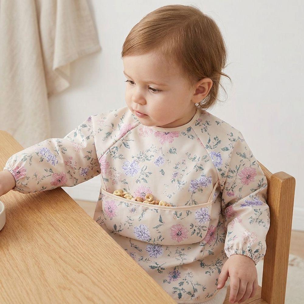 Adjustable Toddler Long Sleeve Apron Soft Baby Rice Pocket Smock Child Feeding Bib  Meal Eating